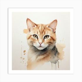 Orange Tabby Watercolor Painting Art Print