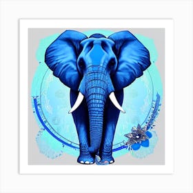 Blue Elephant 4 Art Print