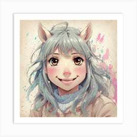 Anime Girl With Horns Art Print