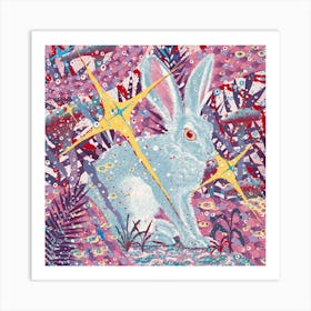 Blue Bunny Square Art Print