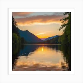 Sunset Over A Lake 1 Art Print