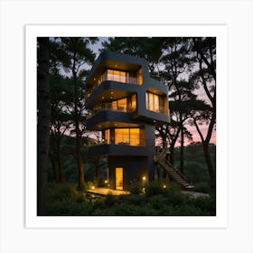 Tree House In The Woods 2 Art Print