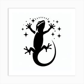 Elegant Silhouette of Lizard Art Print