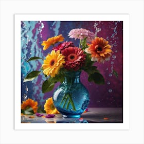 Flowers In A Blue Vase Art Print