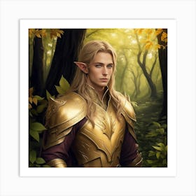 Golden Knight of the Enchanted Woods Art Print