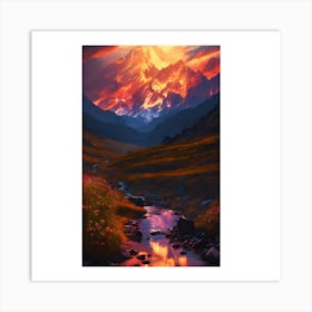 Sunset In The Mountains 9 Art Print