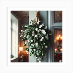 Christmas Wreath On A Door Art Print