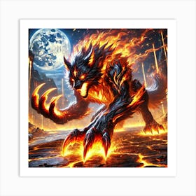 Yang Fire Wolf Blazing Claws Art Print