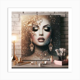 She is Glamorous glitter gold Art Print