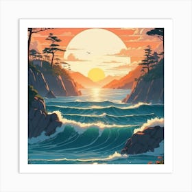 Sunset At The Beach,wall art, 1 Art Print