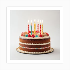 Birthday Cake With Candles Art Print