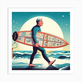 Old astrologer surfer Art Print