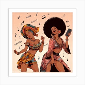 Two African Women Dancing Art Print