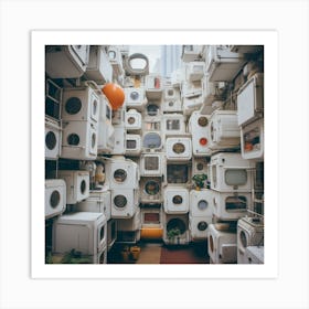 Laundry Room Full Of Washing Machines Art Print