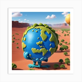 Cartoon Earth Art Print