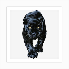 Black Jaguar Walking For Lovers Animal Leopard & Panther Art Print