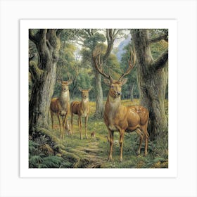 Deer In The Woods Art Art Print