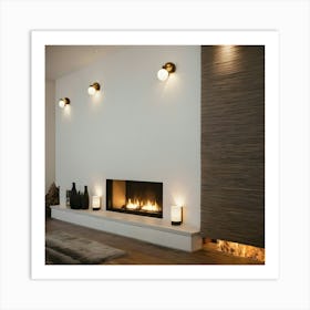 Modern Living Room With Fireplace 21 Art Print