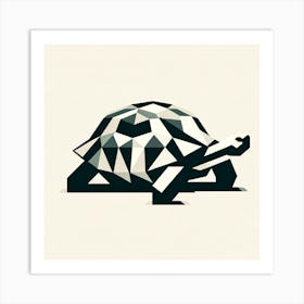 "Geometric Guardian" - This art piece offers a modern, geometric interpretation of the timeless tortoise, a symbol of wisdom and endurance. Crafted with a series of triangles and sharp lines, the artwork presents a stylized tortoise in shades of earthy greens and tans, suggesting resilience and connection to the earth. Its minimalist aesthetic makes it a versatile addition to any contemporary space, perfect for those who appreciate wildlife and the elegance of simplicity. This tortoise, a creature renowned for its slow and steady pace, serves as a daily reminder of the virtues of patience and perseverance in our fast-moving world. "Geometric Guardian" is an homage to the power of thoughtful design and the enduring spirit of nature. Art Print