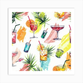 Tropical Drinks Seamless Pattern 2 Art Print