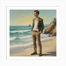 Man On The Beach Art Print