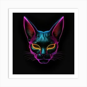 Neon Cat Head Poster