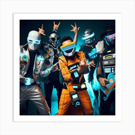 Group Of People In Futuristic Costumes Art Print