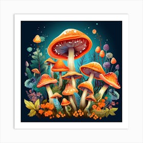 Mushrooms In The Forest 37 Art Print