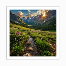 Sunset In The Mountains 4 Art Print