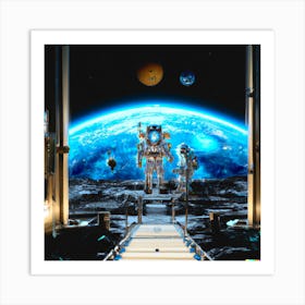 Space Station with view of Earth Art Print