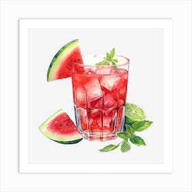 Watermelon Cocktail Art Print