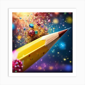 Pencil On A Colorful Background 1 Art Print