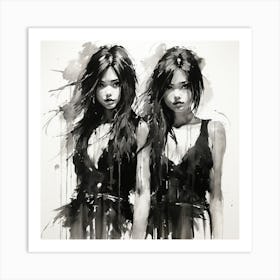 Two Women In Black 1 Art Print