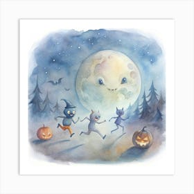 Halloween Watercolor Painting Art Print