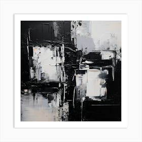 Hand Painted Abstract Black And White Art Print