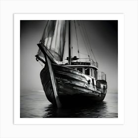 Black And White Sailing Boat Affiche