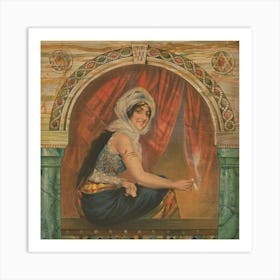 Woman In The Window Smoking Art Print