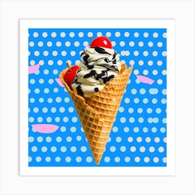 Pop Art Ice Cream With Cherries Photography Art Print