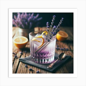 Lavender Cocktail With Lemon And Lavender Art Print