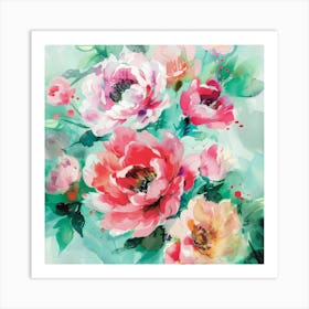 Pink Peonies 1 Art Print