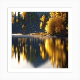 Autumn Trees Reflected In A Lake Art Print