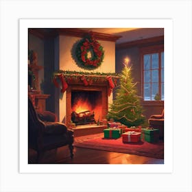 Christmas In The Living Room 37 Art Print