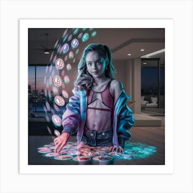 Girl In A Room With Coins Art Print