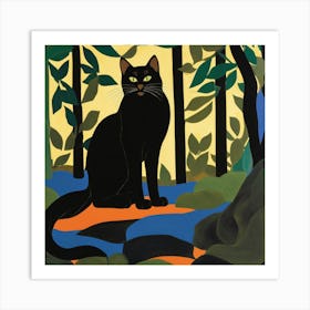 Black Cat In The Forest Art Print