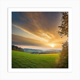 Sunset Over A Field 2 Art Print