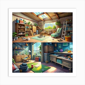 Two Rooms, One Messy And One Clean Art Print