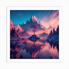 Tree In A Lake Art Print