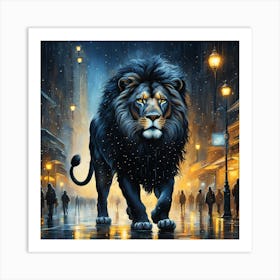 Lion At Night 1 Art Print