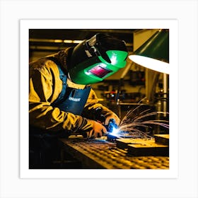 Welder In A Factory Art Print