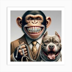 Monkey And Dog Art Print